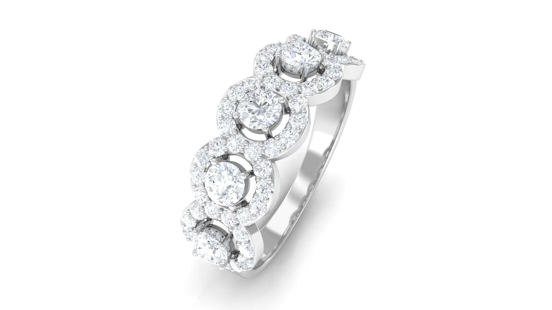 Classic Diamond Halo Half Eternity Ring