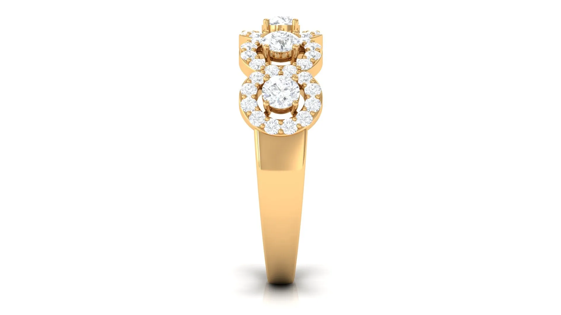 Classic Diamond Halo Half Eternity Ring