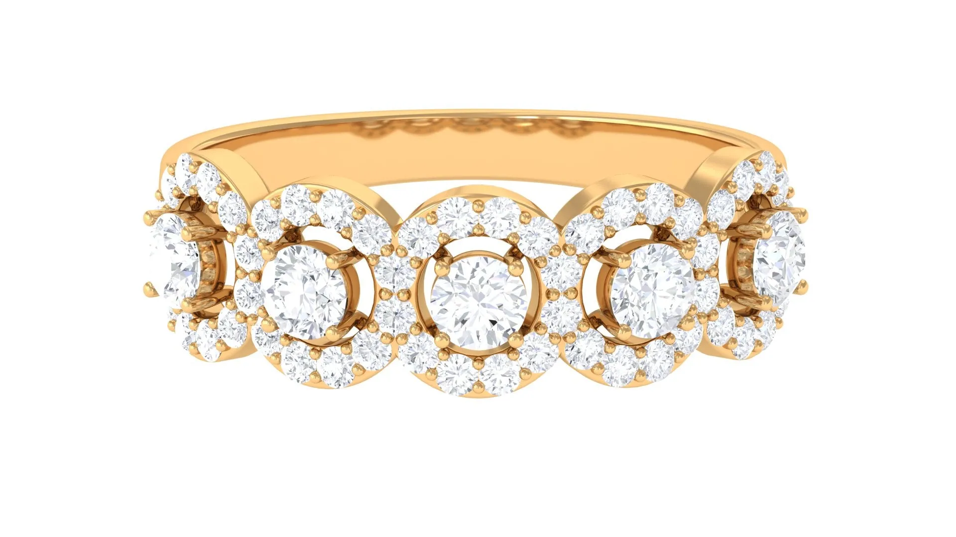 Classic Diamond Halo Half Eternity Ring
