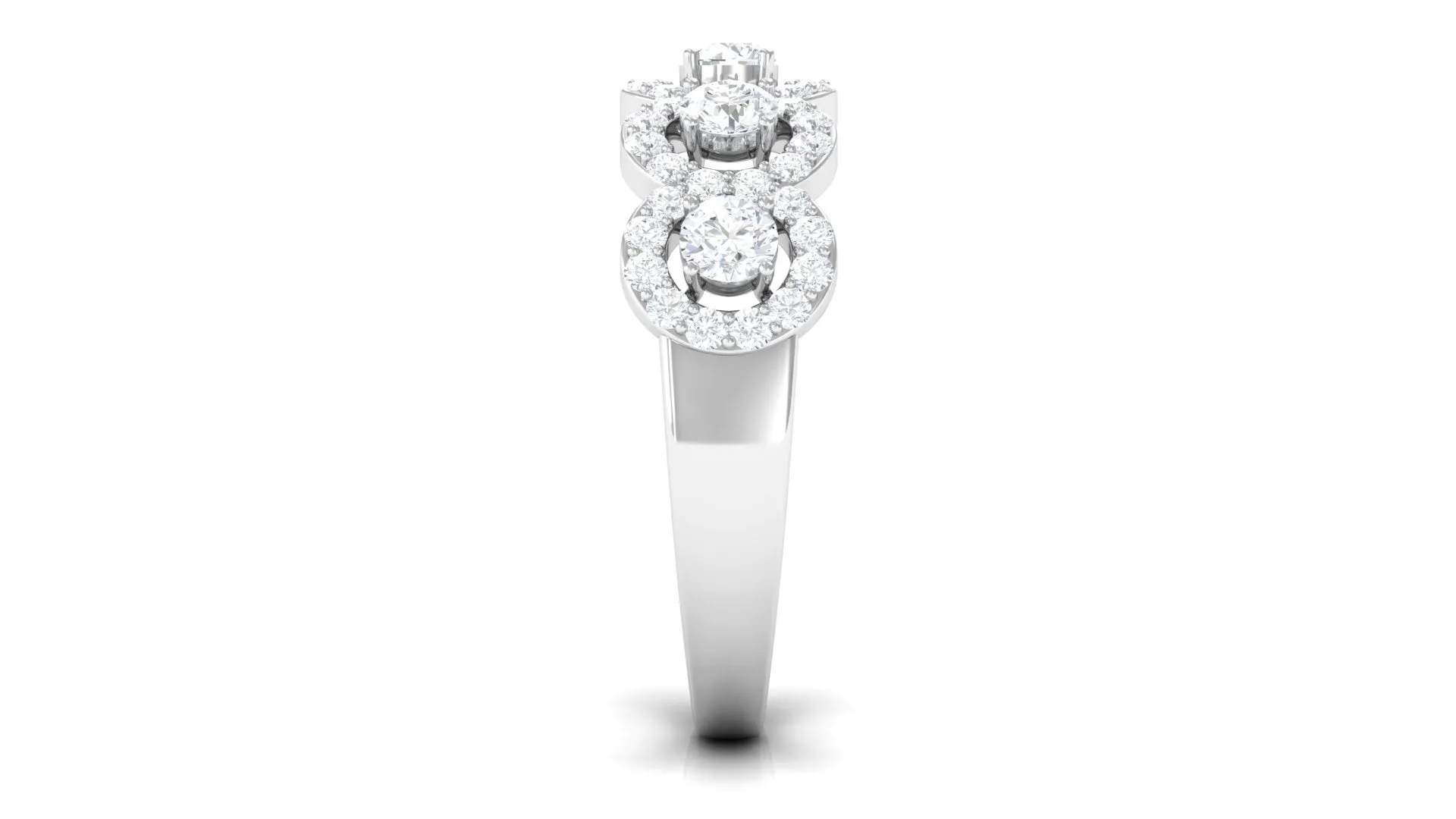 Classic Diamond Halo Half Eternity Ring