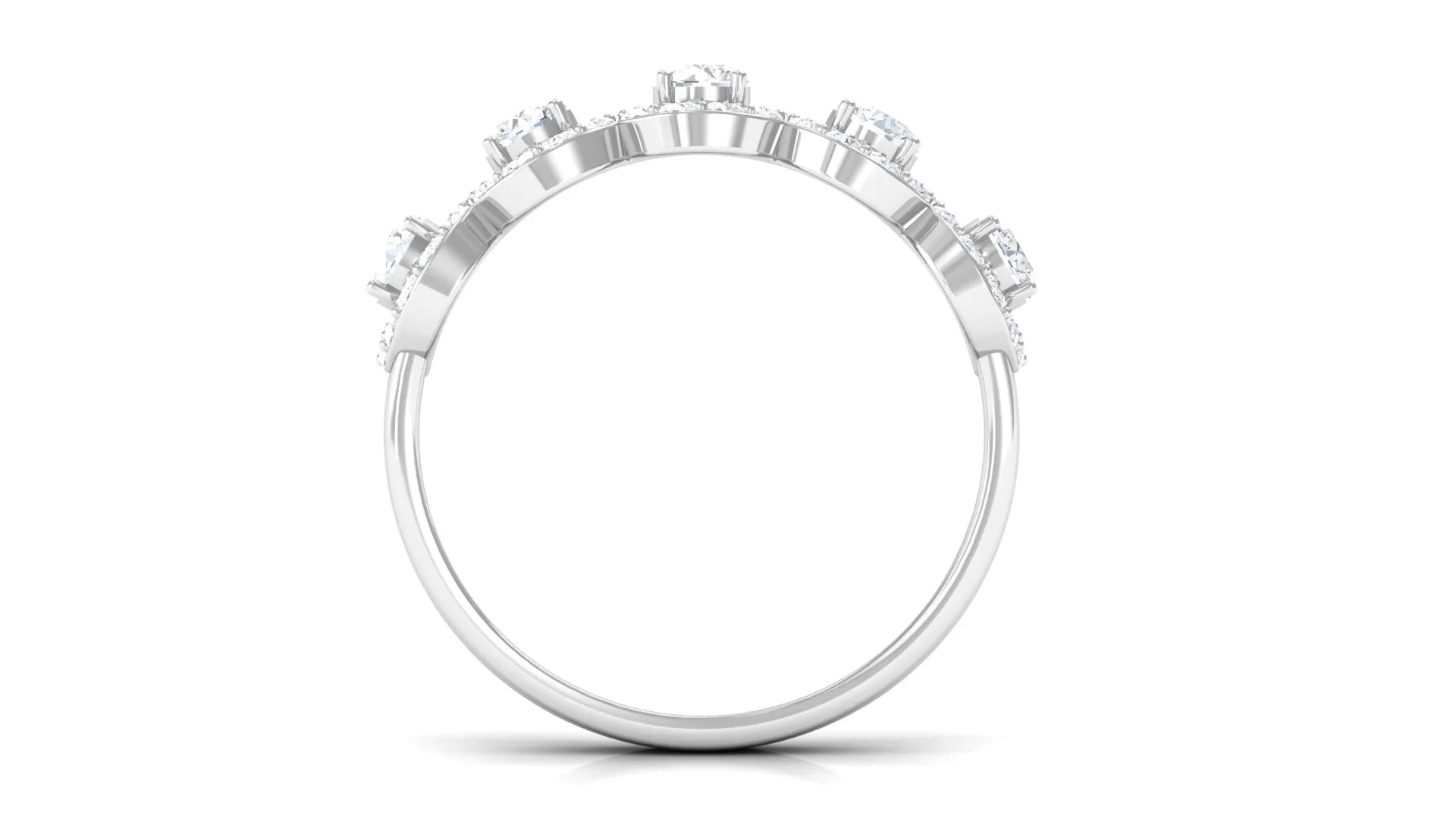 Classic Diamond Halo Half Eternity Ring