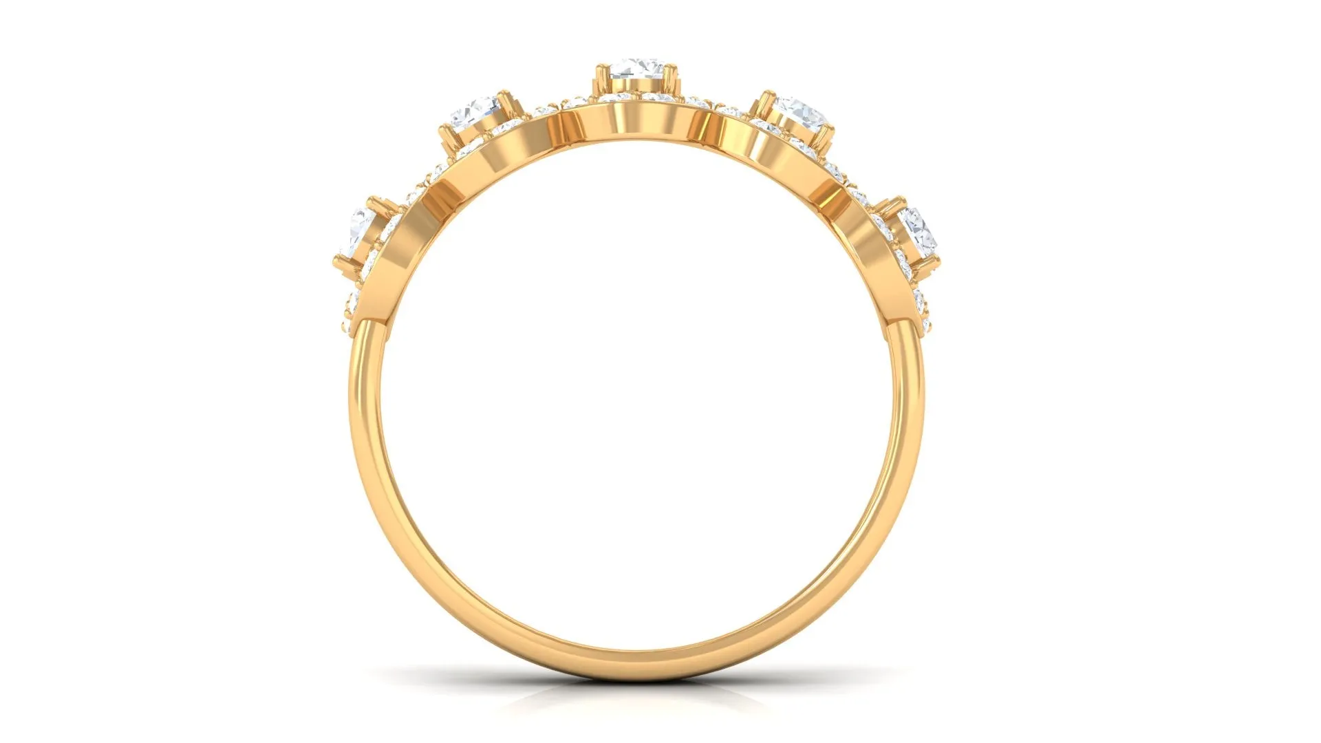 Classic Diamond Halo Half Eternity Ring