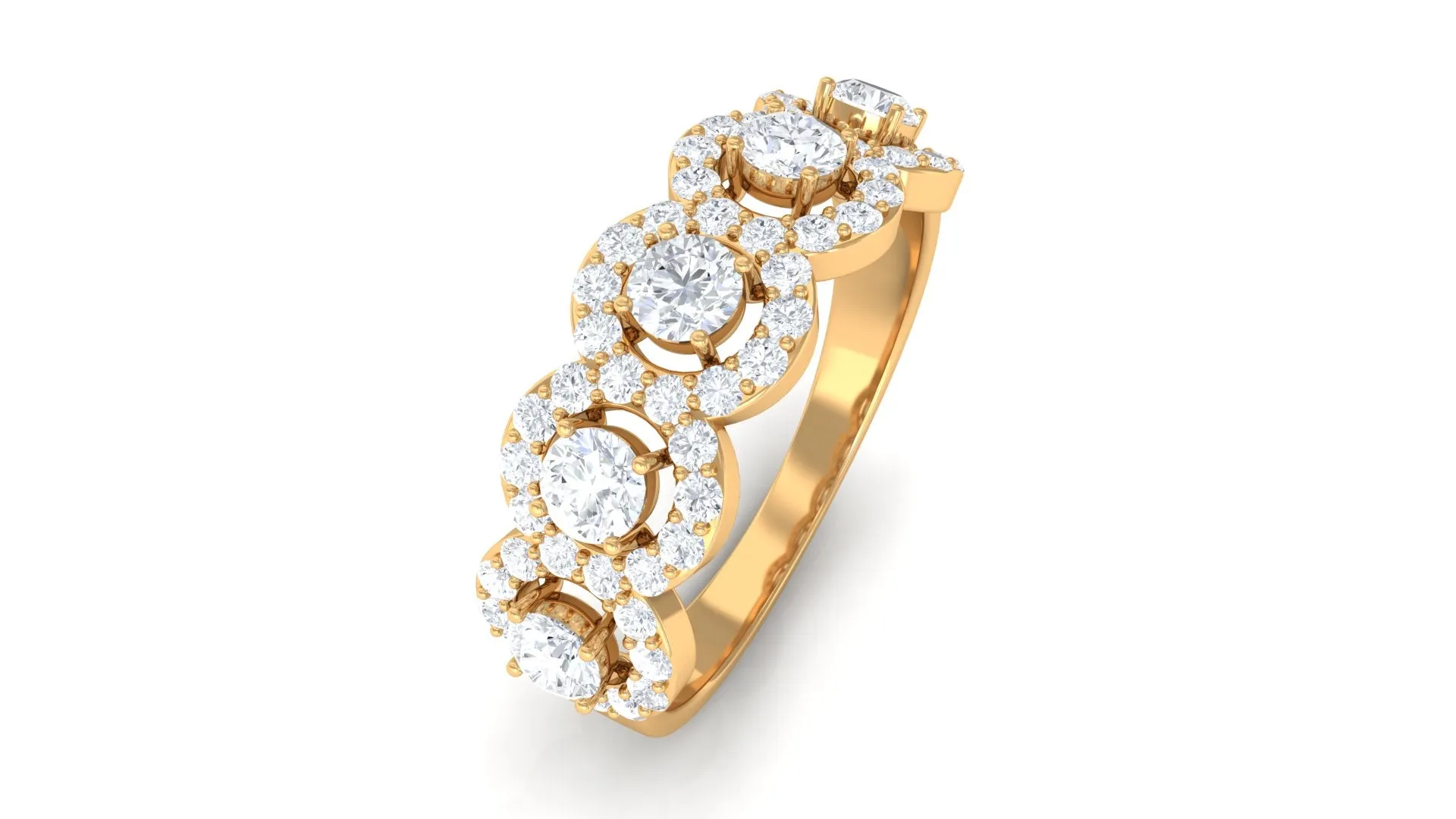 Classic Diamond Halo Half Eternity Ring
