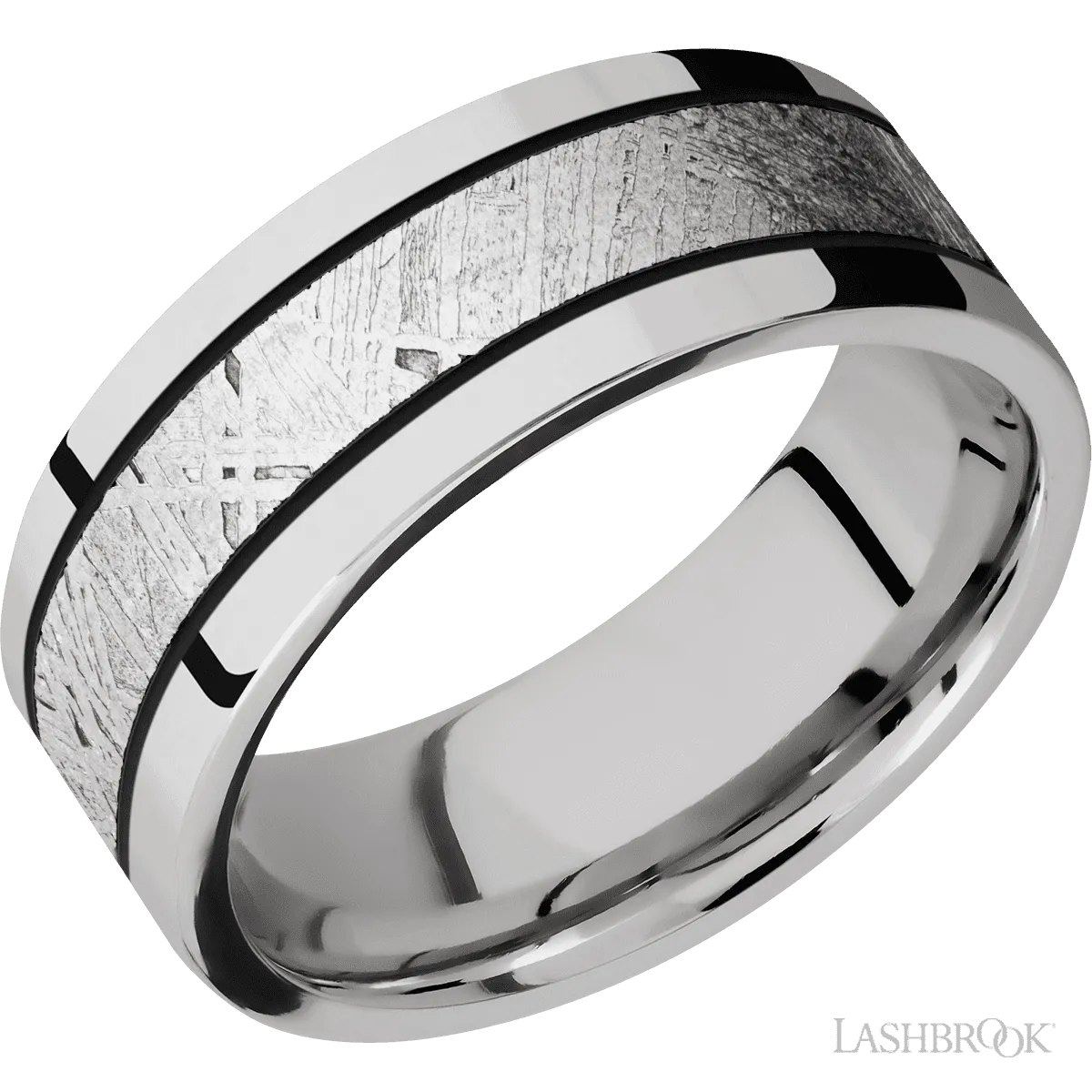 Cobalt Chrome with Polish Finish and Meteorite Inlay - 8MM