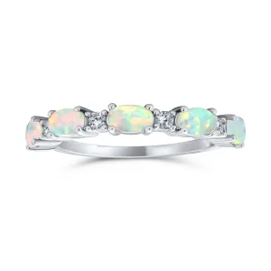 Cocktail Statement Ring Open Leaf CZ Stackable Opal Gold Plated Sterling Silver