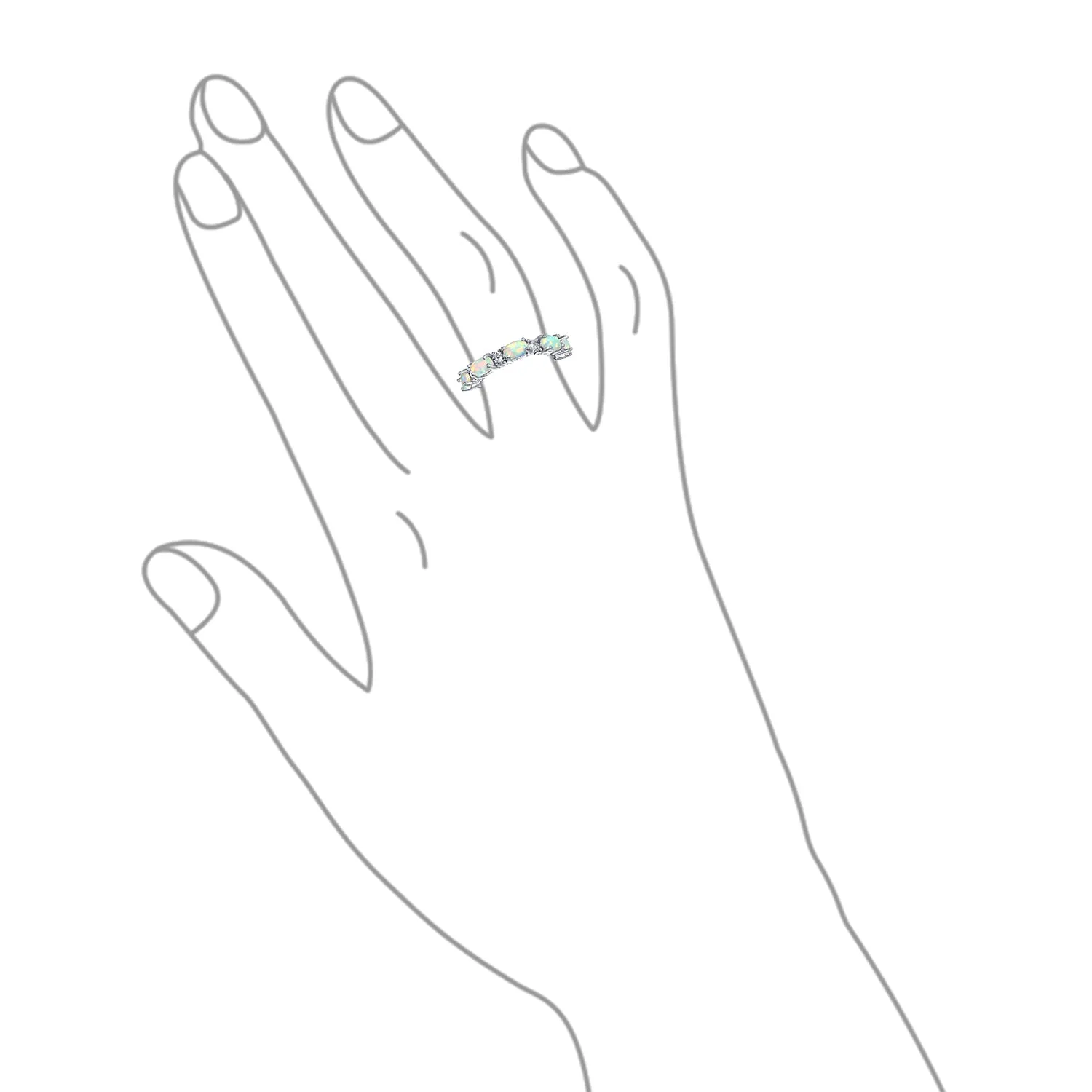 Cocktail Statement Ring Open Leaf CZ Stackable Opal Gold Plated Sterling Silver