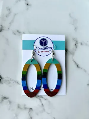 Colorful Stripe Wooden Earrings