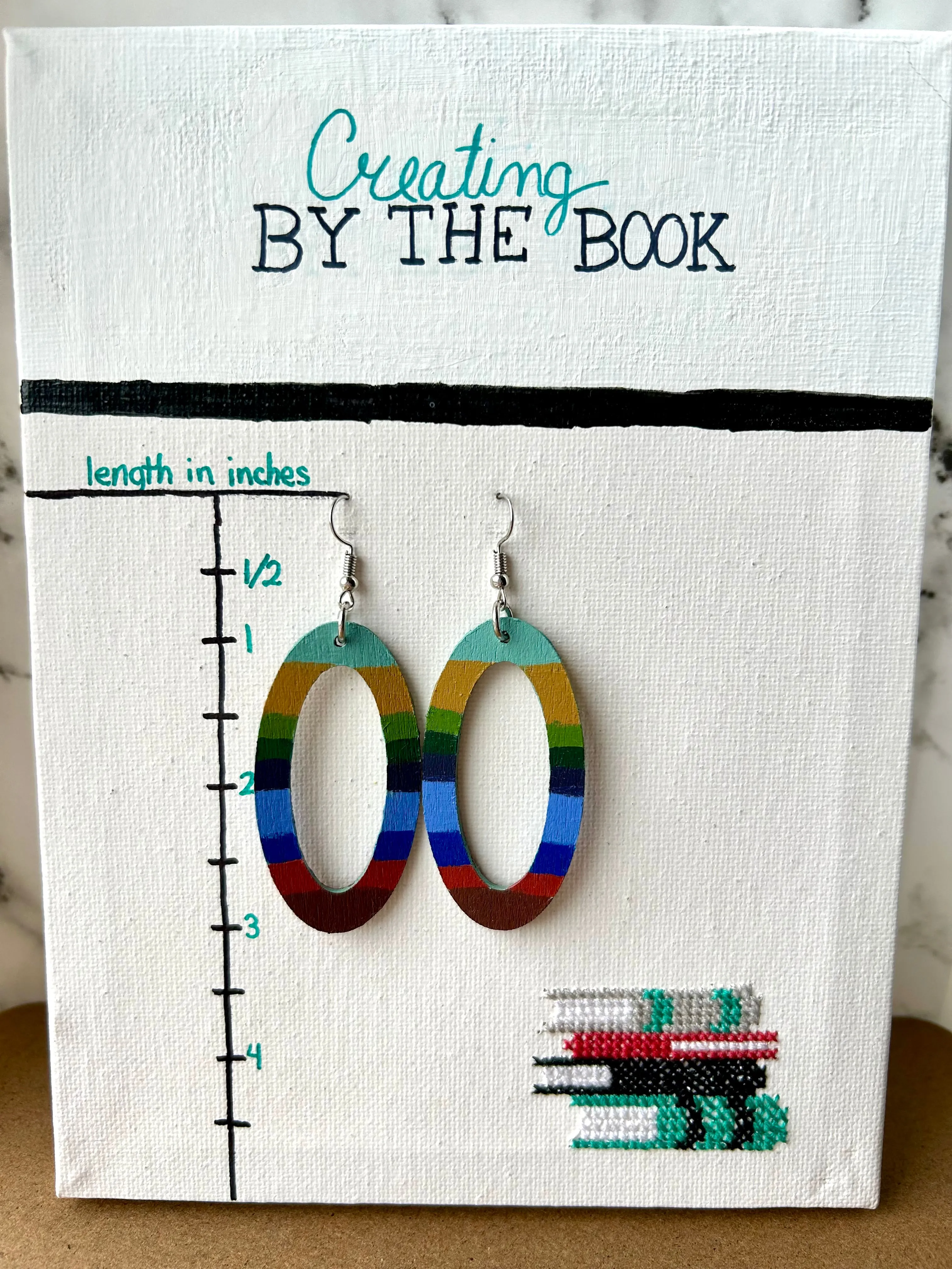 Colorful Stripe Wooden Earrings
