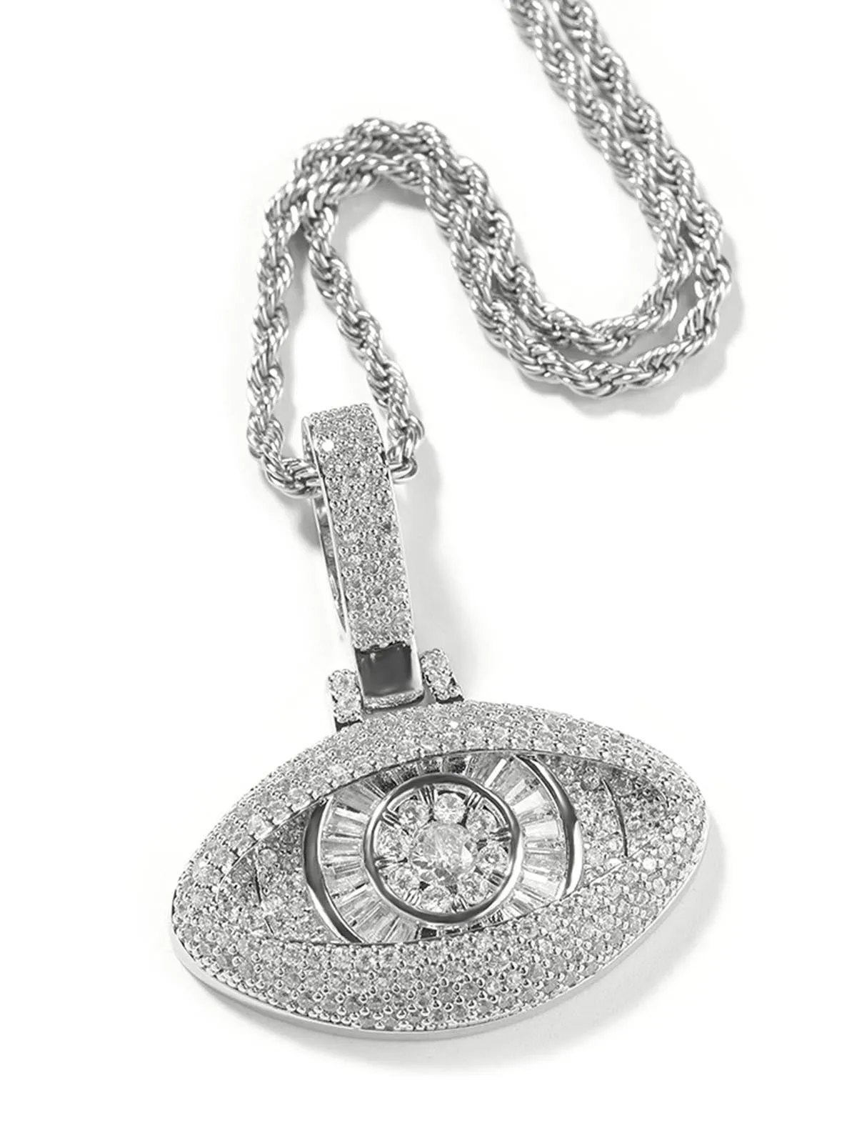 Cool copper set zircon eye pendant necklace