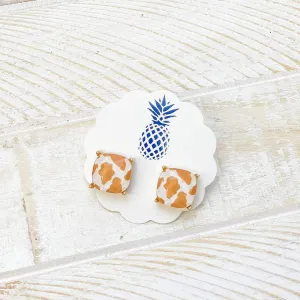 Cow Print Stud Earrings - Beige