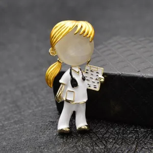 Creative Doctor and Nurse Enamel Brooch Pin