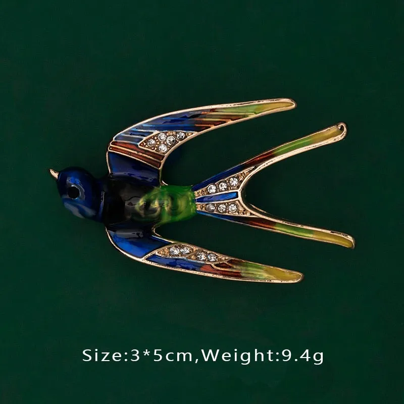 Creative Enamel Female Suit Bird Dragonfly Animal Pin Brooch