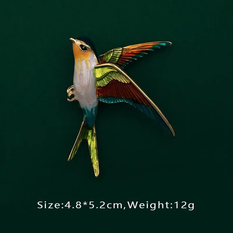 Creative Enamel Female Suit Bird Dragonfly Animal Pin Brooch