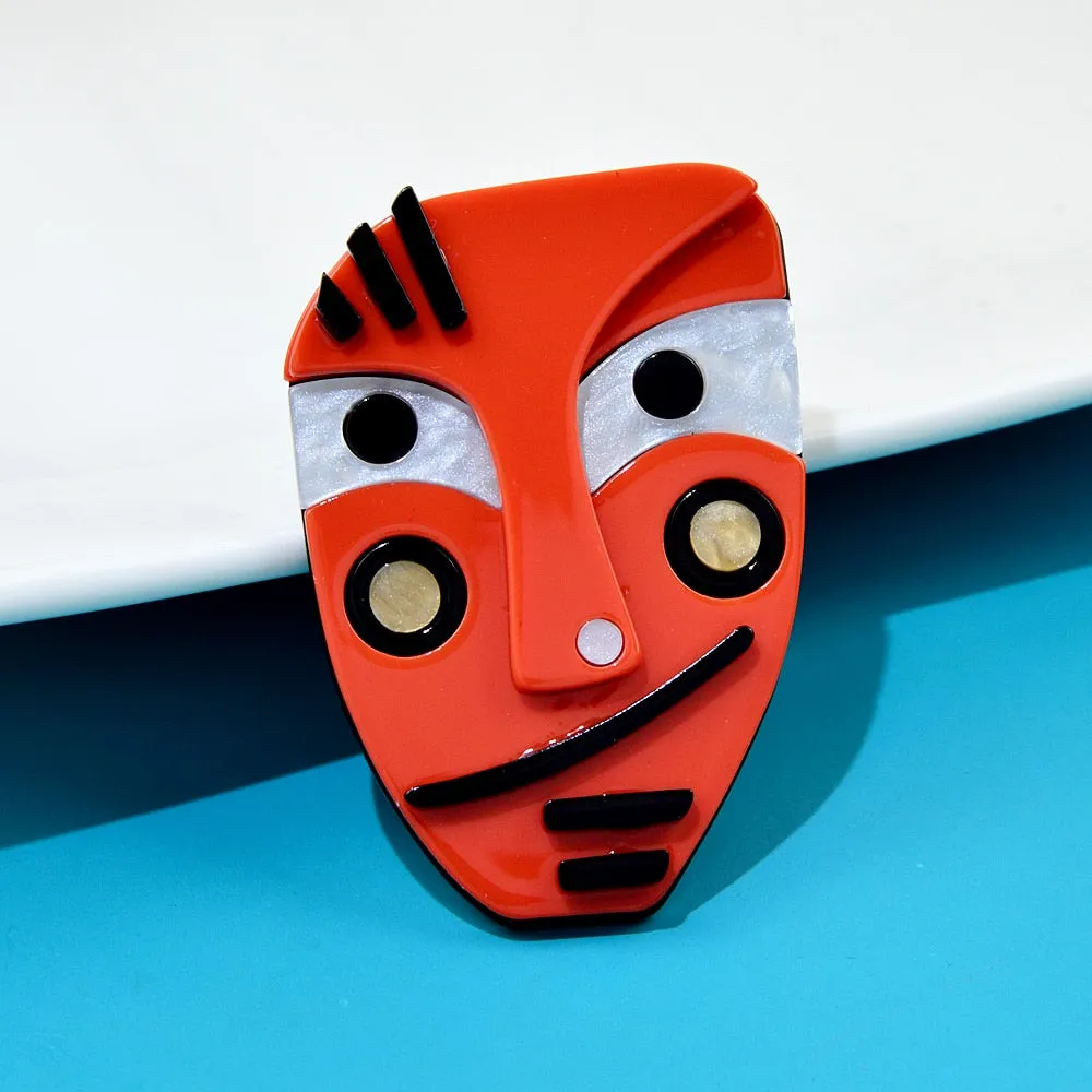 Creative Japanese Anime Pins Acrylic Acetate Human Face Brooch Cute Abstract Cartoon