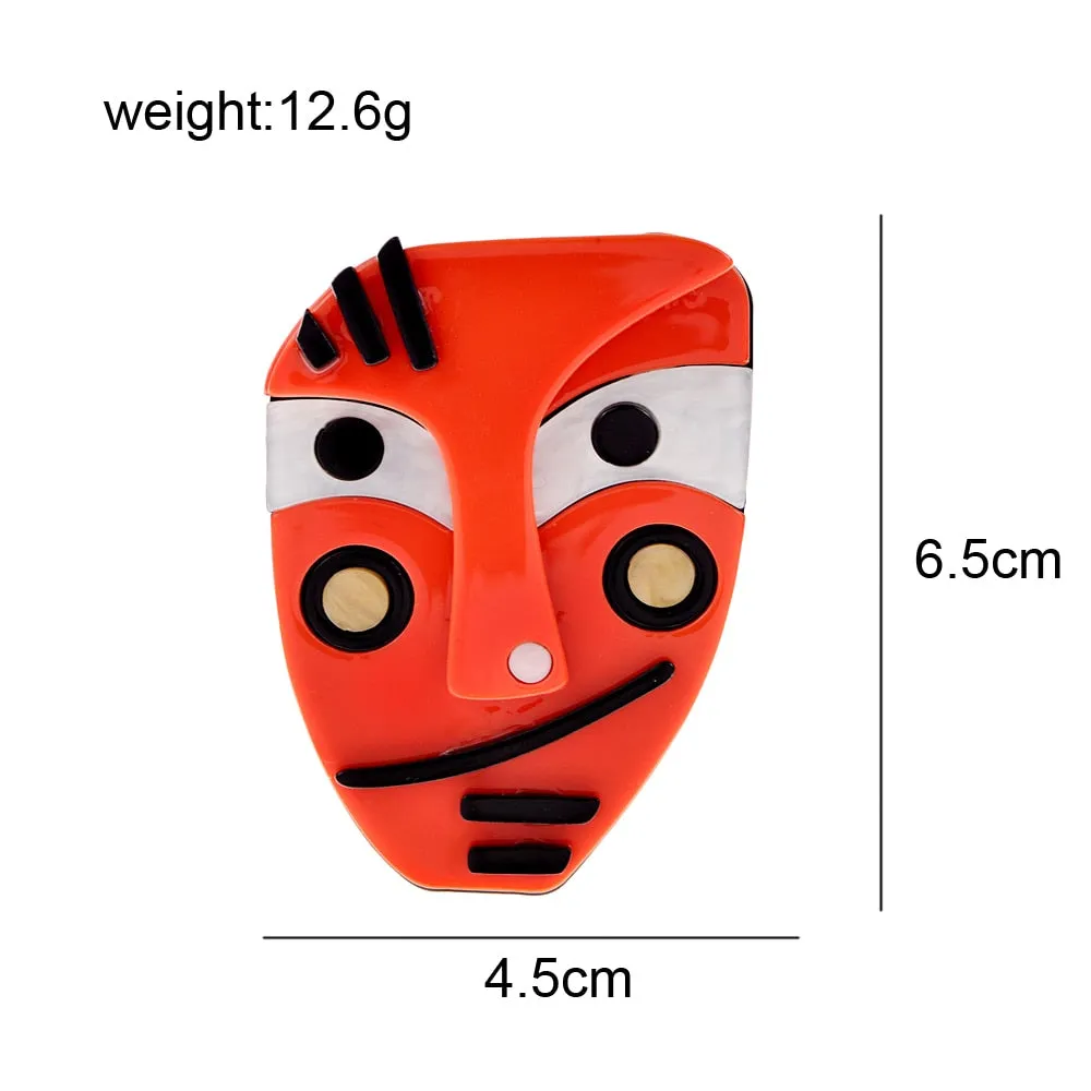 Creative Japanese Anime Pins Acrylic Acetate Human Face Brooch Cute Abstract Cartoon