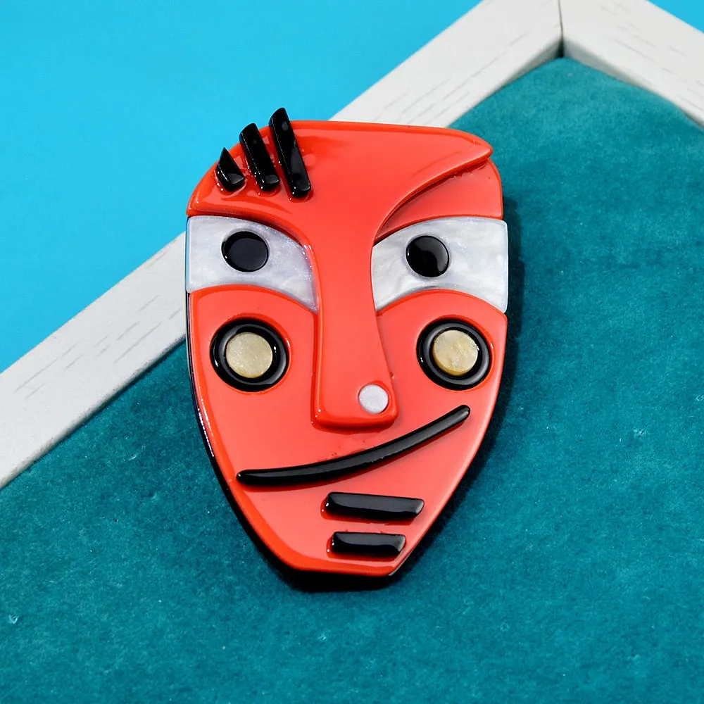 Creative Japanese Anime Pins Acrylic Acetate Human Face Brooch Cute Abstract Cartoon