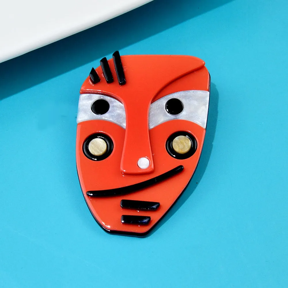 Creative Japanese Anime Pins Acrylic Acetate Human Face Brooch Cute Abstract Cartoon