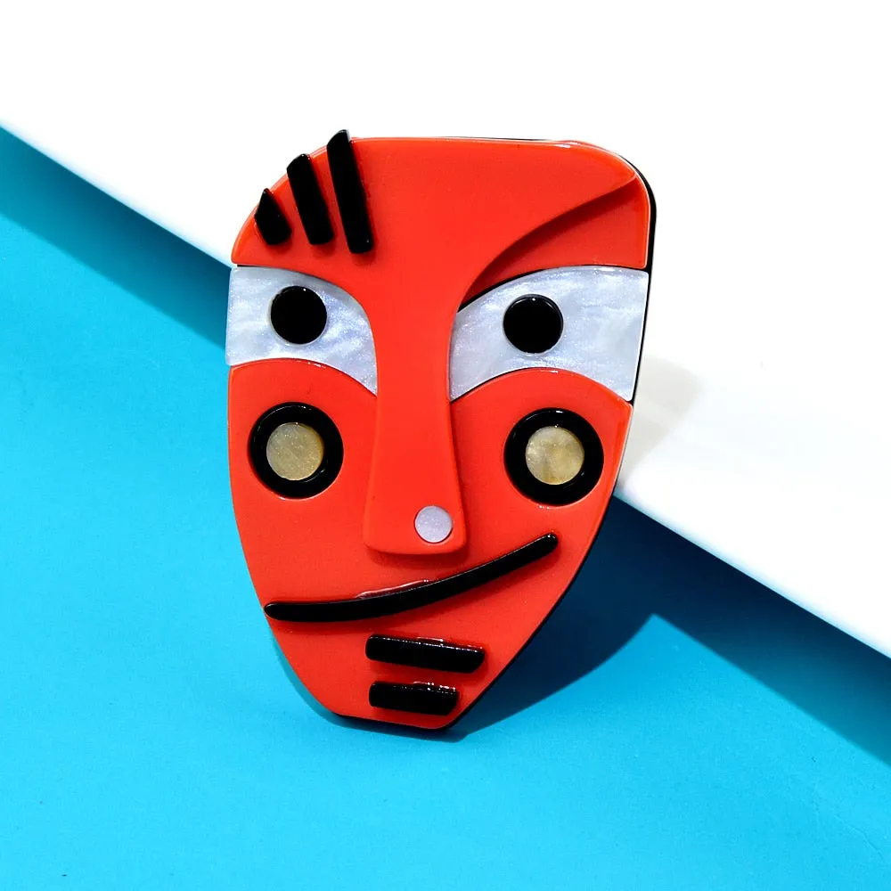 Creative Japanese Anime Pins Acrylic Acetate Human Face Brooch Cute Abstract Cartoon