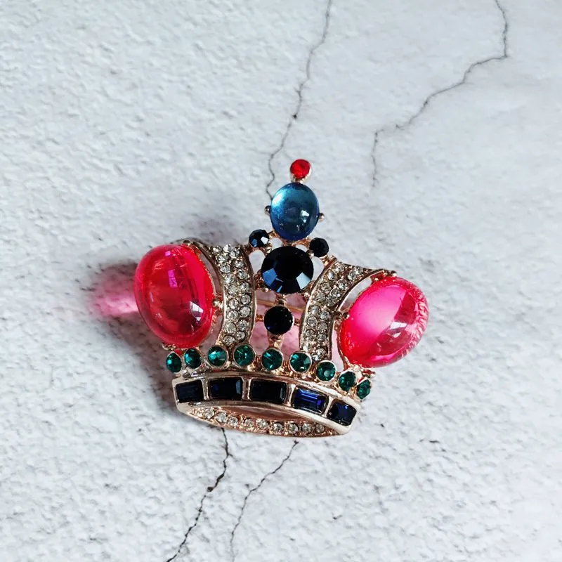 Creative Palace Color Crown Snowflake Enamel Brooches For Woman