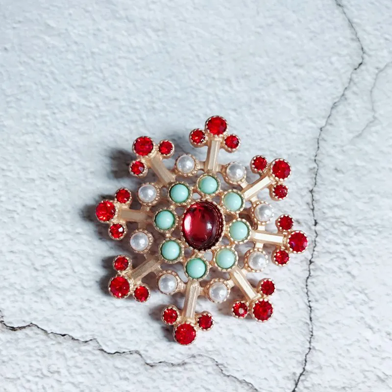 Creative Palace Color Crown Snowflake Enamel Brooches For Woman