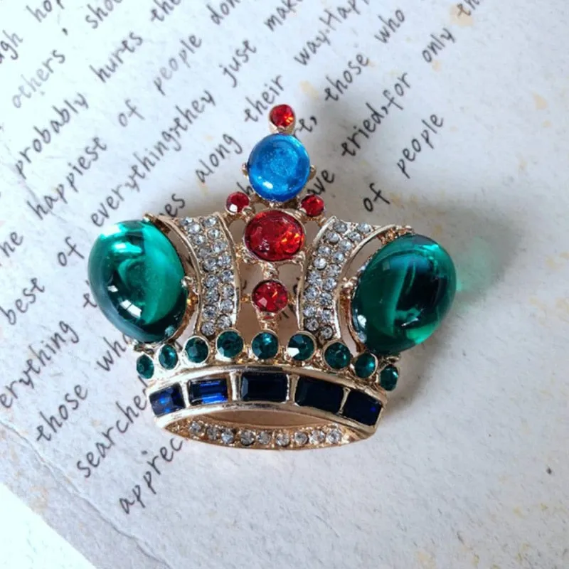 Creative Palace Color Crown Snowflake Enamel Brooches For Woman