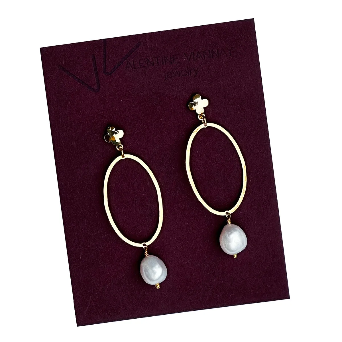 Cross and Oval gold with Fresh Water Pearls