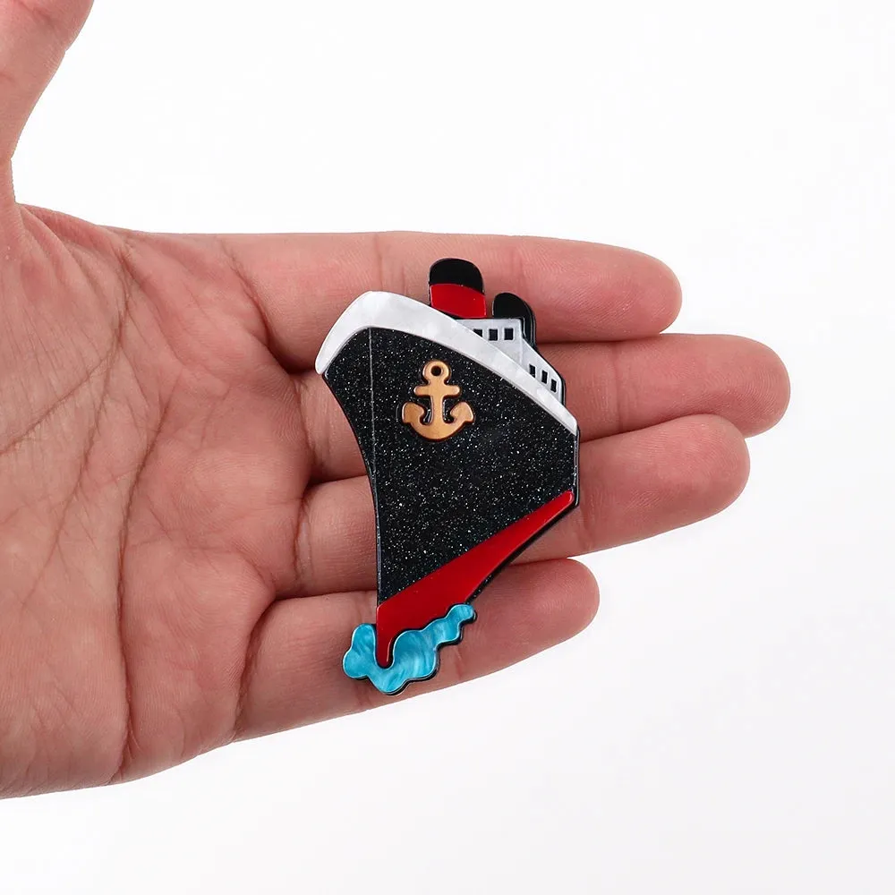 Cruise Ship Acrylic Brooch