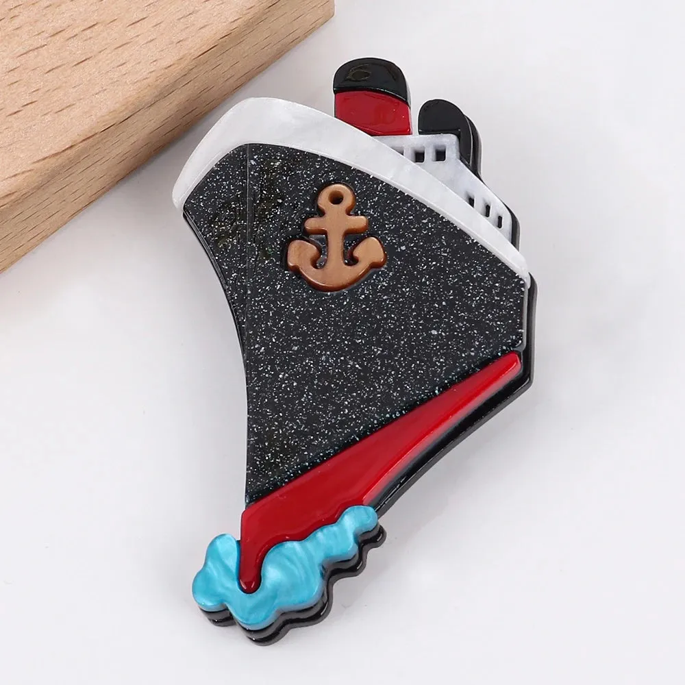 Cruise Ship Acrylic Brooch