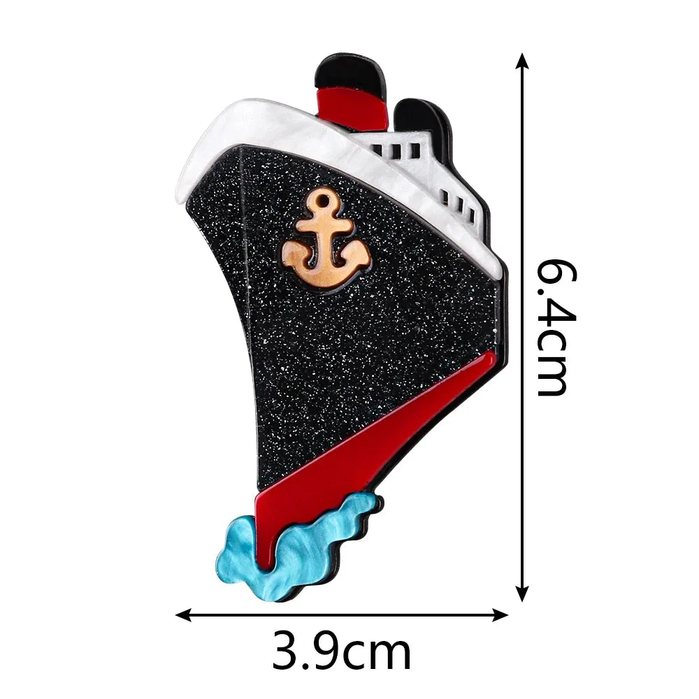 Cruise Ship Acrylic Brooch