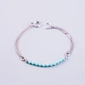 Crystal Bead Bracelet Silver & Mint Alabaster
