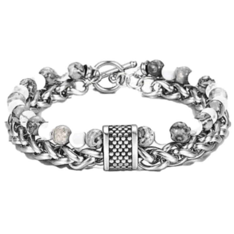 Cuban Link Stainless Steel Beaded Bracelets