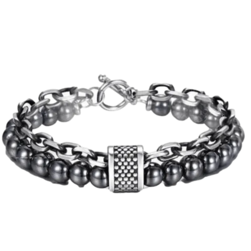 Cuban Link Stainless Steel Beaded Bracelets
