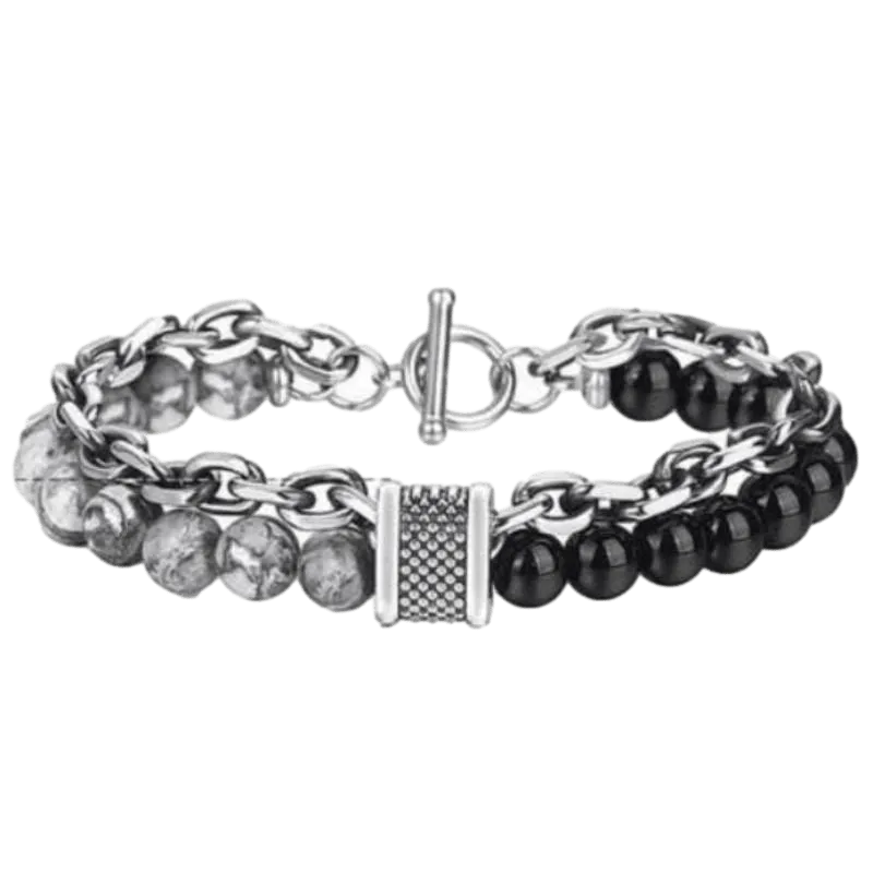 Cuban Link Stainless Steel Beaded Bracelets
