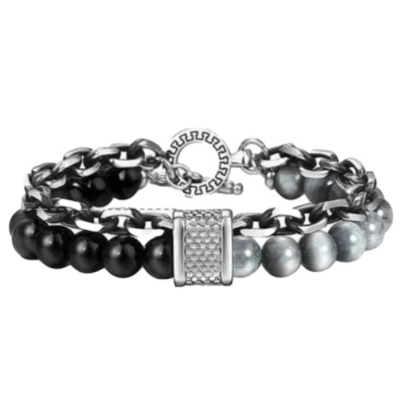 Cuban Link Stainless Steel Beaded Bracelets