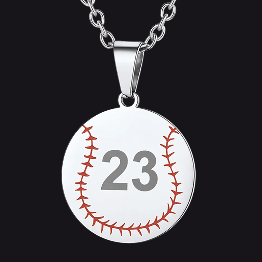 Custom Number Baseball Disc Necklace Chain for Men