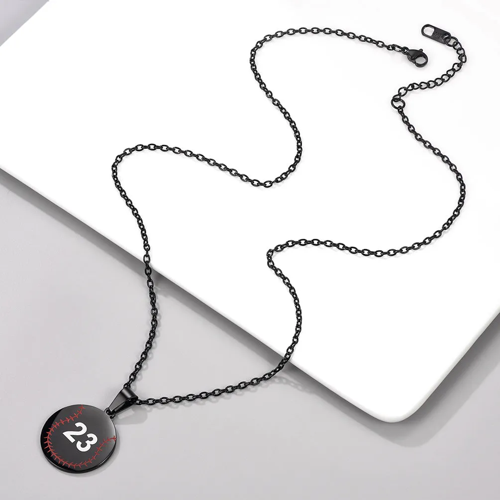 Custom Number Baseball Disc Necklace Chain for Men