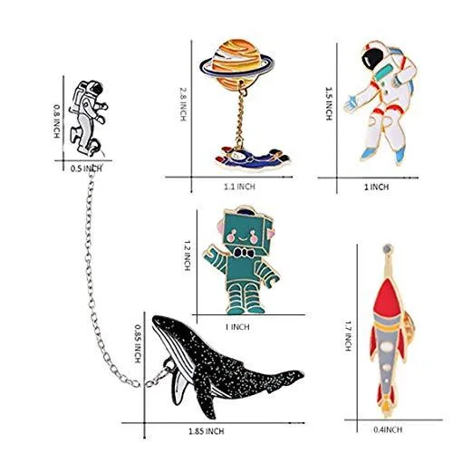 Cute Enamel Lapel Pin Set, 6pcs Cartoon Brooch Pin Badges for Clothes Bags Backpacks