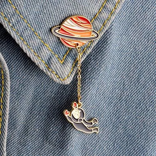 Cute Enamel Lapel Pin Set, 6pcs Cartoon Brooch Pin Badges for Clothes Bags Backpacks
