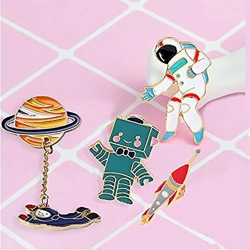 Cute Enamel Lapel Pin Set, 6pcs Cartoon Brooch Pin Badges for Clothes Bags Backpacks