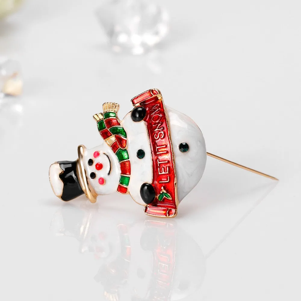 Cute Enamel Snowman Brooch Pin For Women