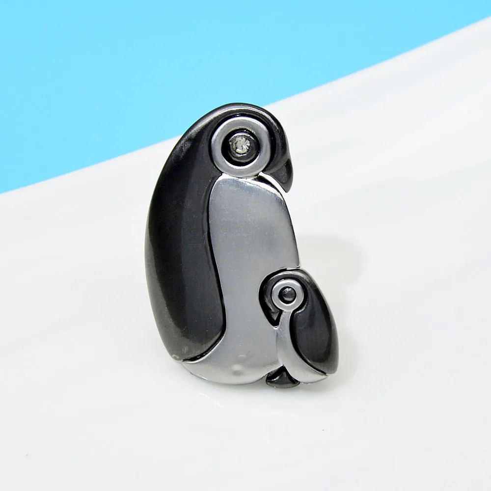 Cute Penguin Mother And Baby Brooches For Women