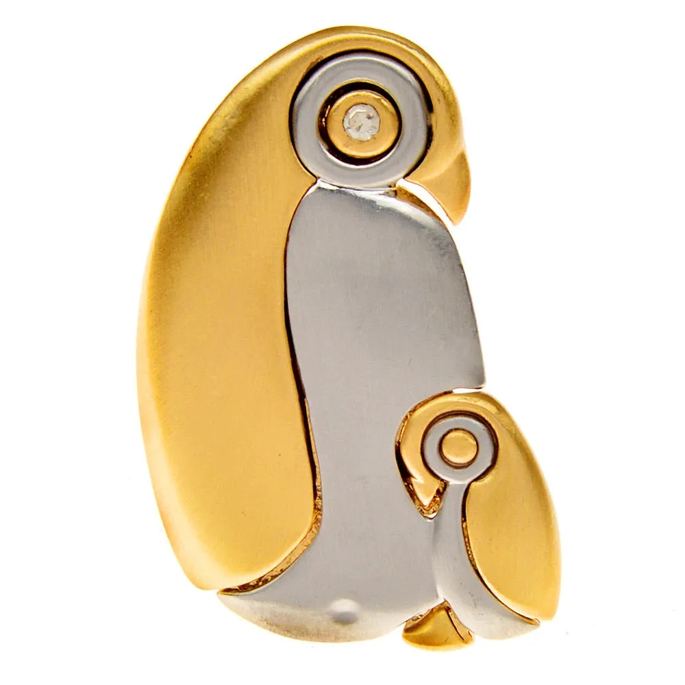 Cute Penguin Mother And Baby Brooches For Women