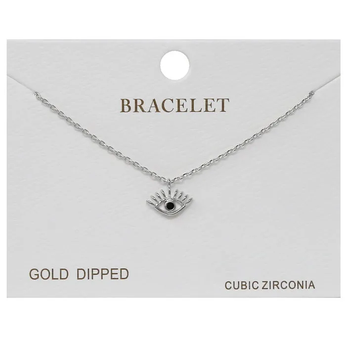 CZ Evil Eye Charm Delicate Chain Bracelet