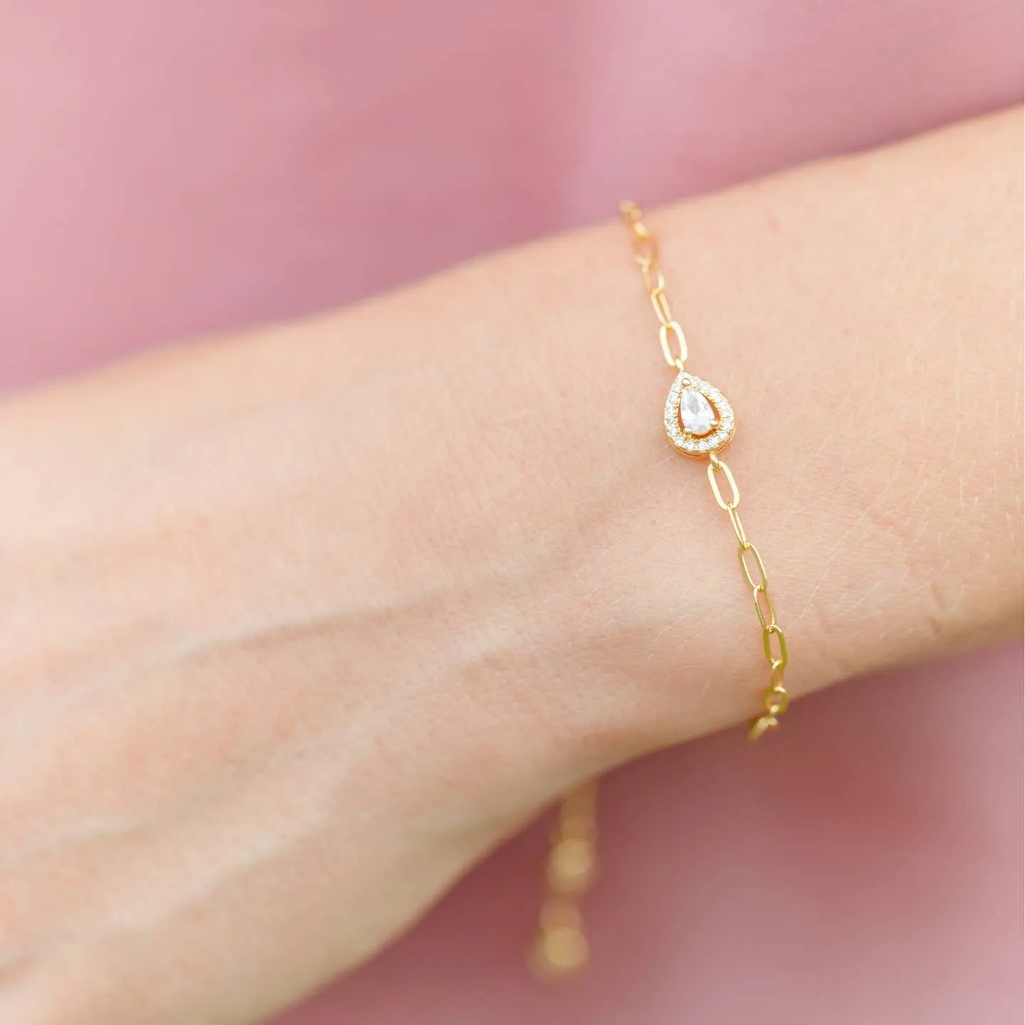 Cz Teardrop Pulley Bracelet