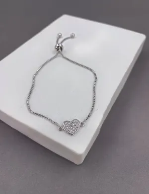 Delicate silver bracelet with crystal heart