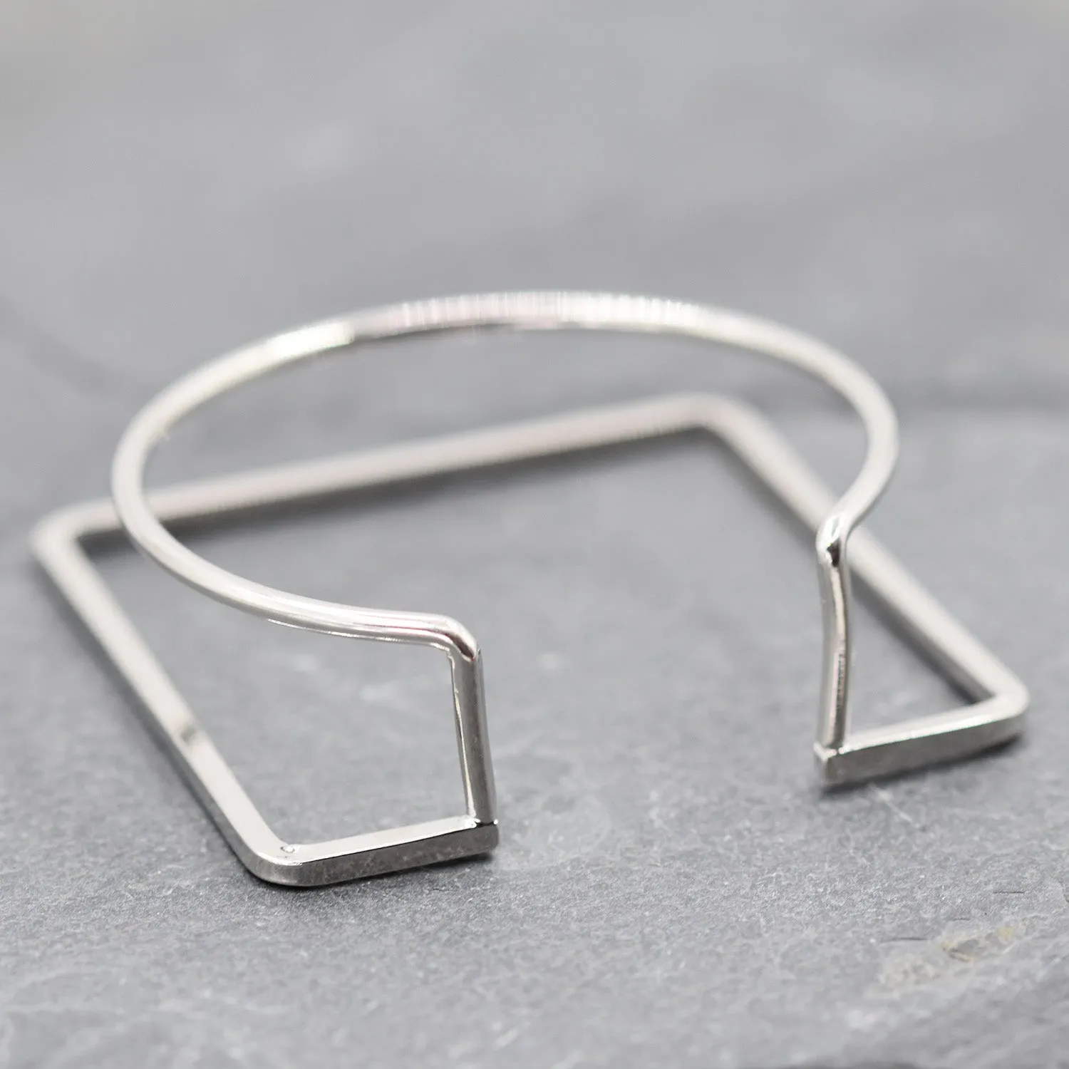 Delicate unusual square and circle bangle