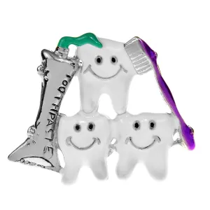 Dentisit Brooch Toothbrush Toothpaste Teeth Pin Fashion Jewelry