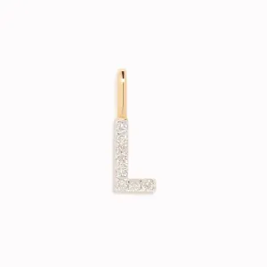 Diamond Initial Pendant 14k Gold - L