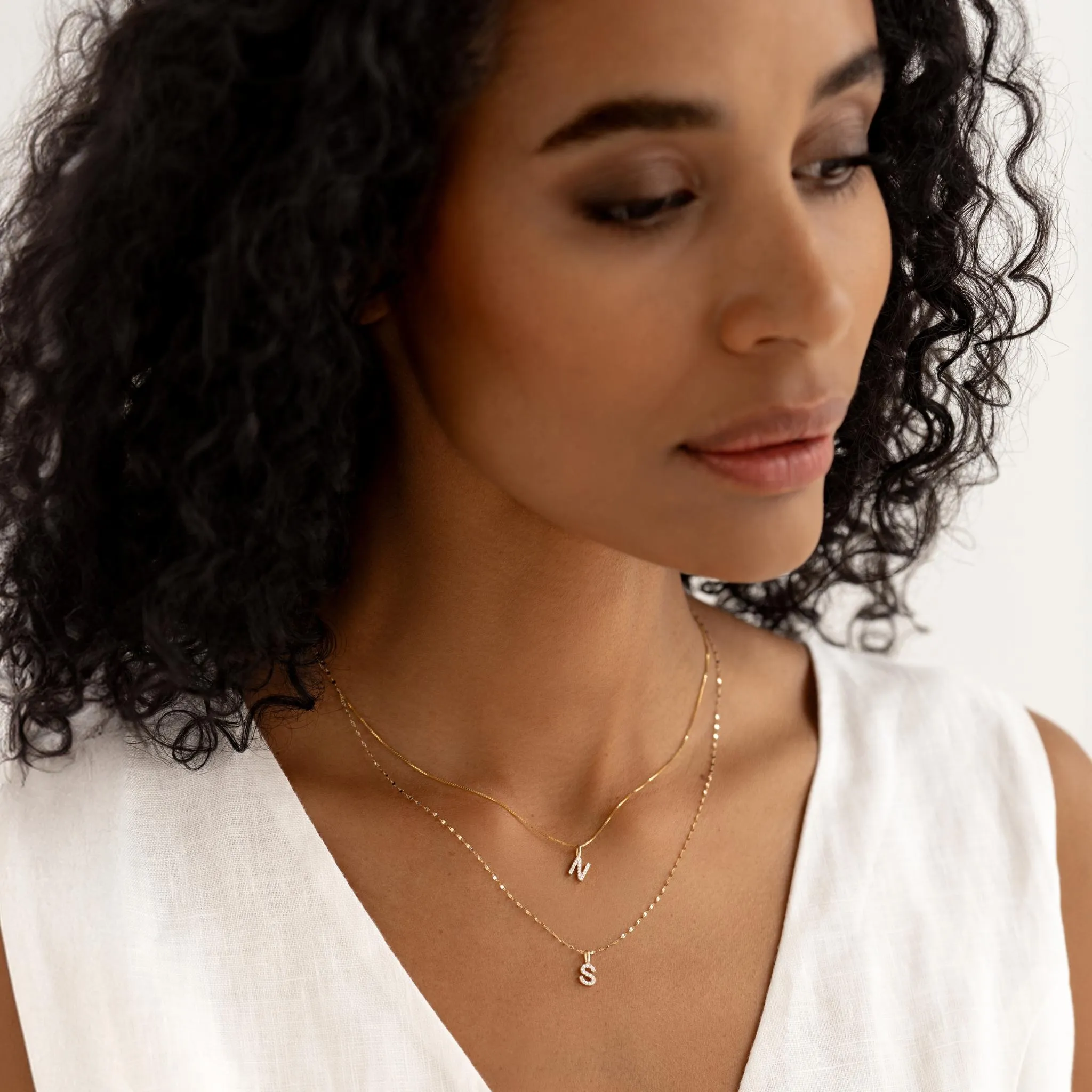 Diamond Initial Pendant 14k Gold - O