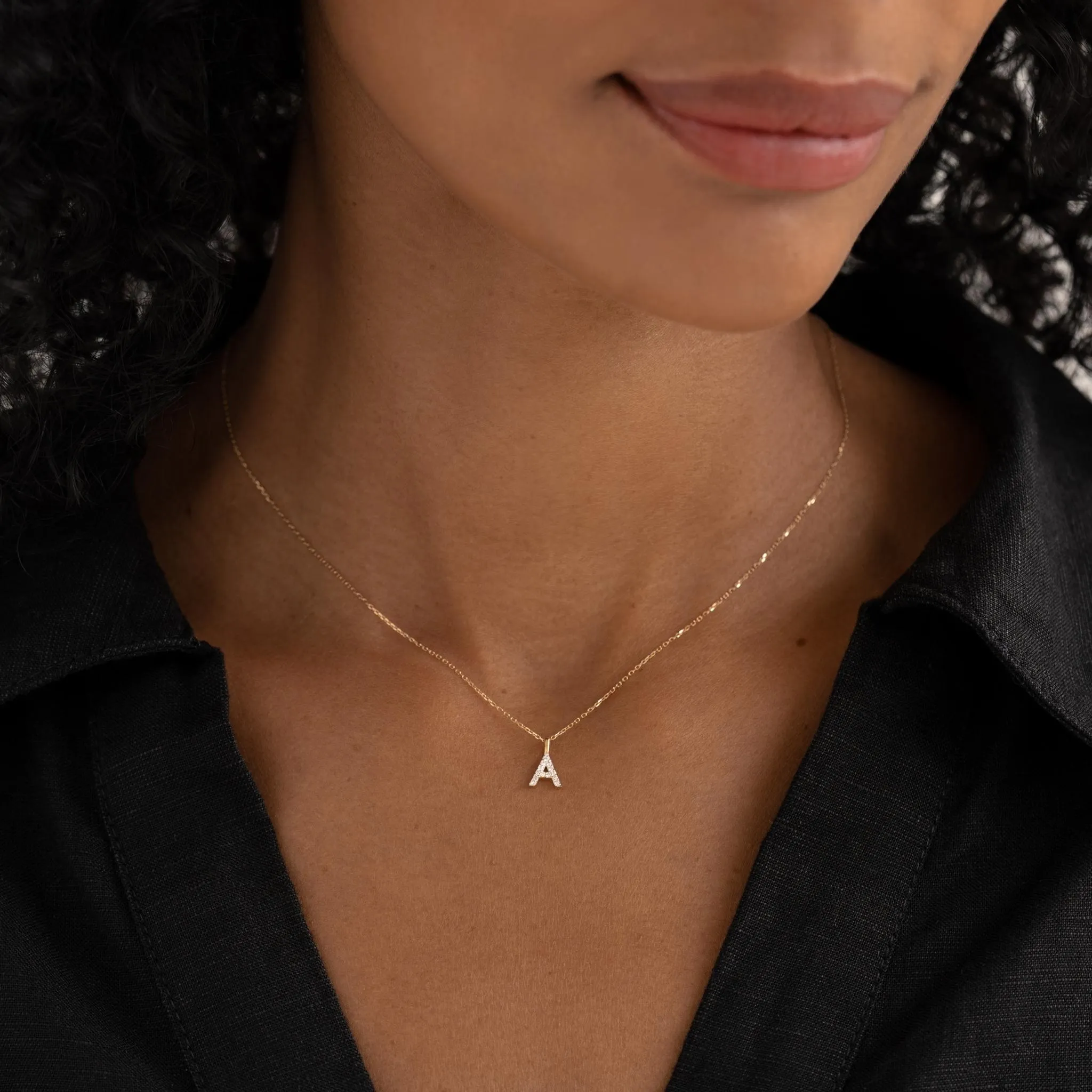 Diamond Initial Pendant 14k Gold - O